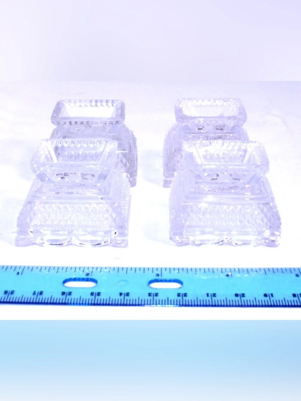 Clear Pressed Glass Salt Cellars - Set of 4
